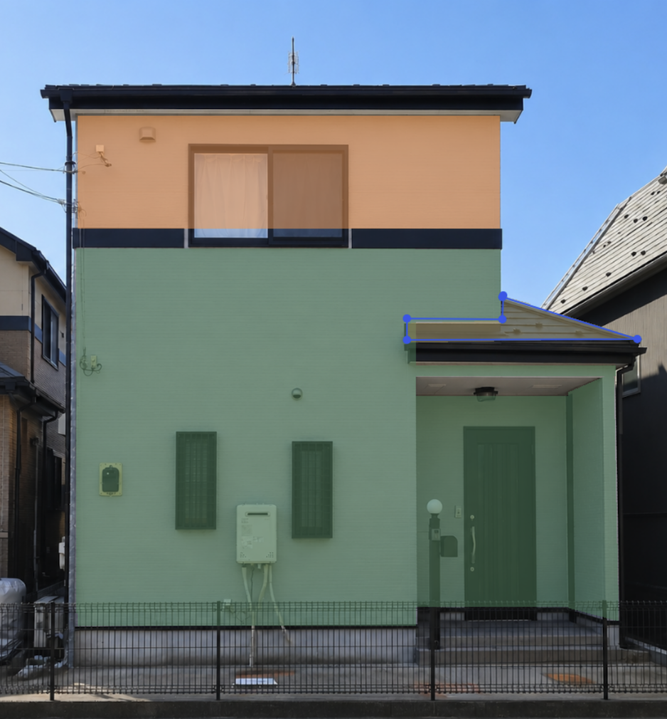 複雑な形を追加ポイントで囲む操作画面